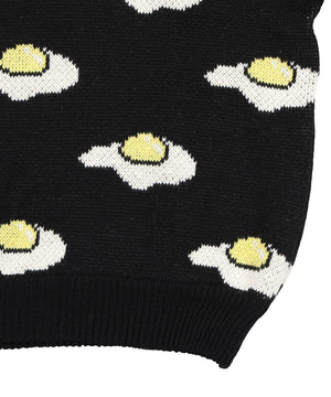 フード総柄ニット