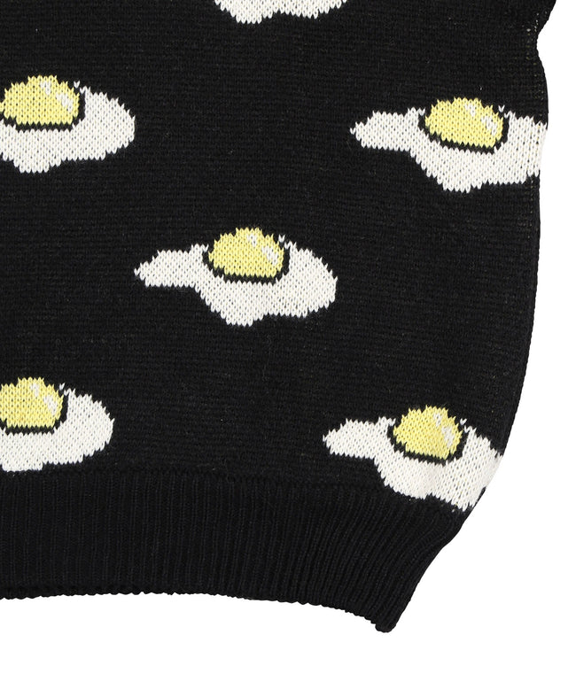 フード総柄ニット