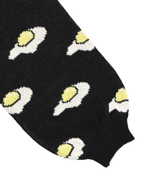 フード総柄ニット