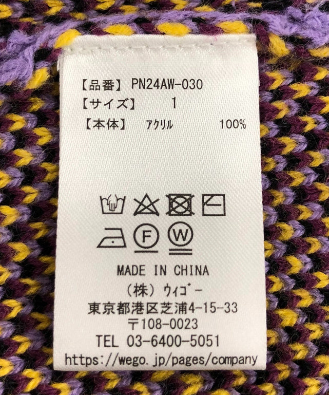 フード総柄ニット