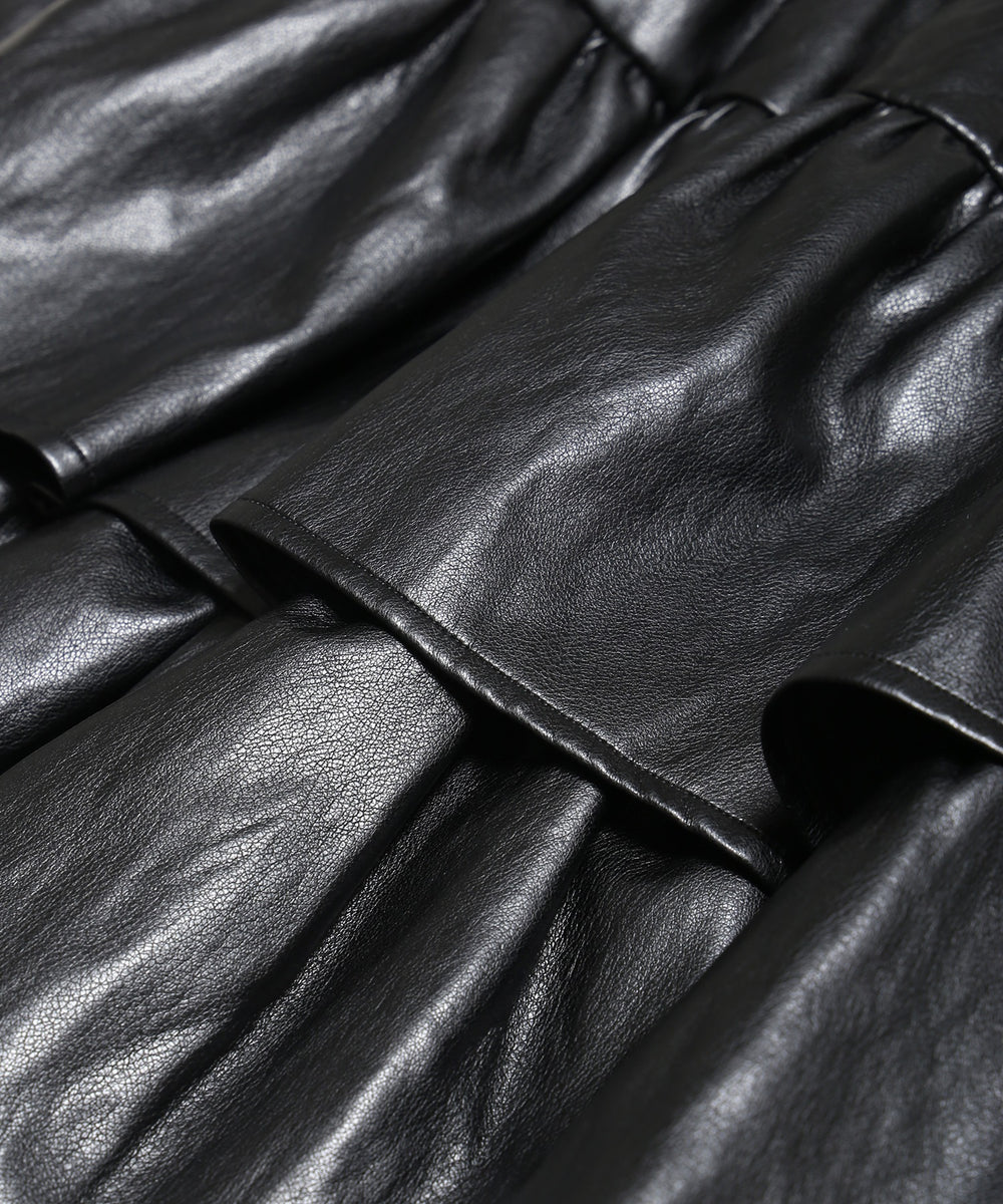 合皮ティアードミニスカート