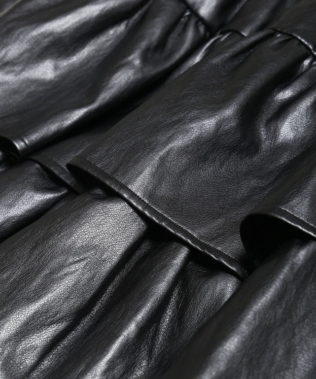 合皮ティアードミニスカート