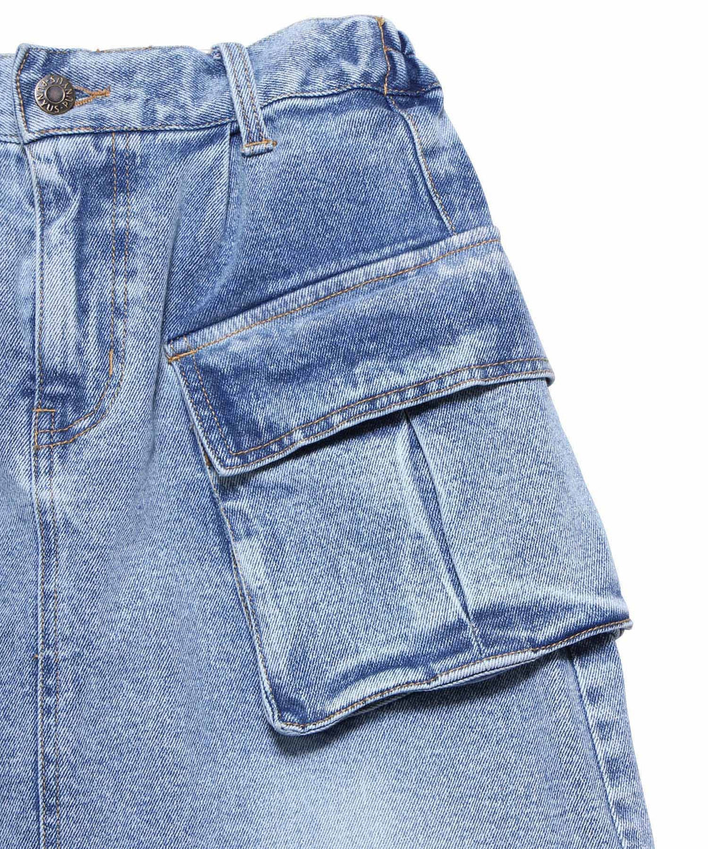 デザインデニムカーゴロングスカート