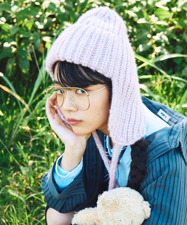 耳あて付きニット帽/身長：164cm　サイズFREE