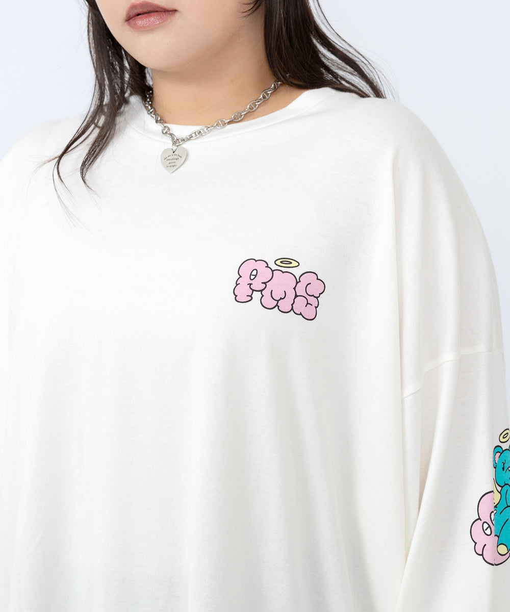 ベアスリーブプリントロンT