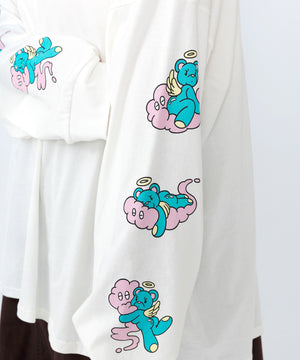 ベアスリーブプリントロンT