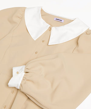 長袖パフスリーブワンピース