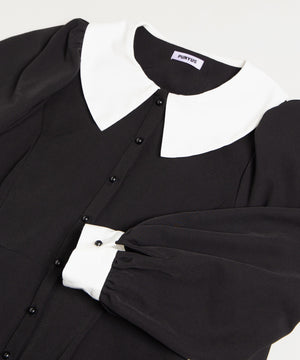 長袖パフスリーブワンピース