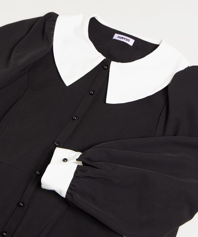 長袖パフスリーブワンピース