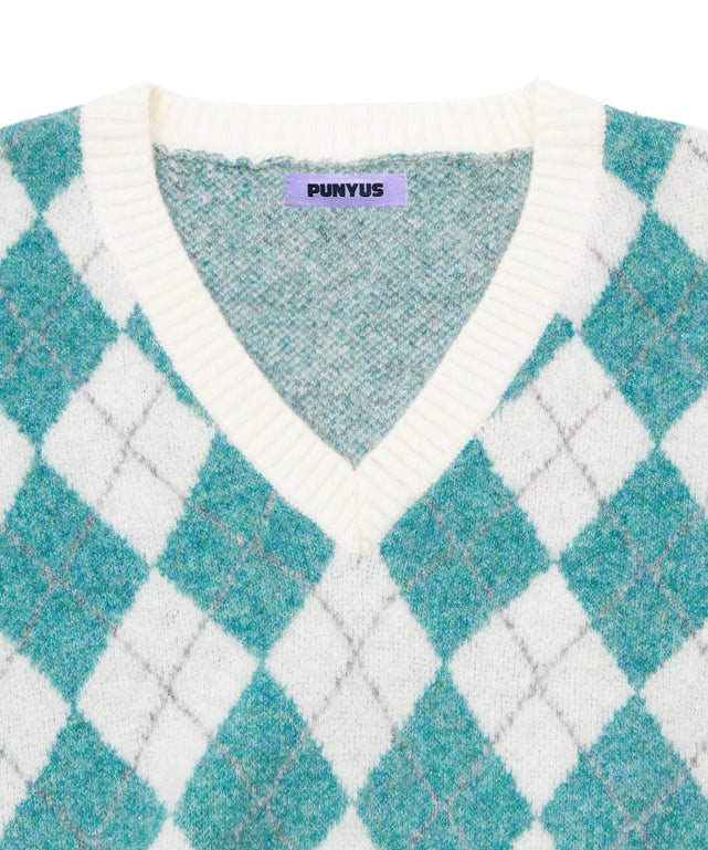 アーガイルVネックニット