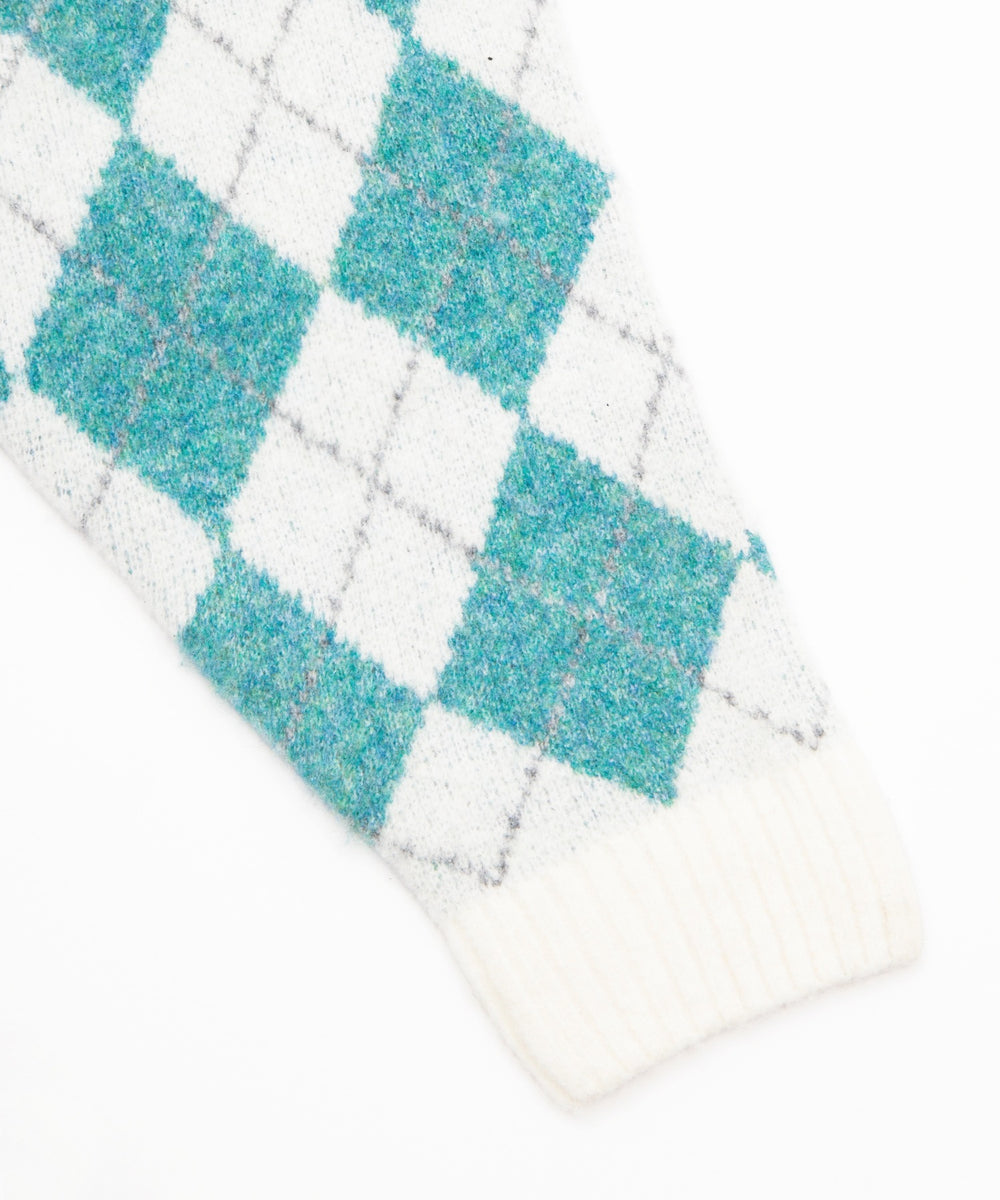 アーガイルVネックニット