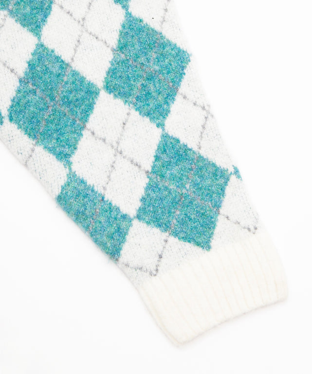 アーガイルVネックニット