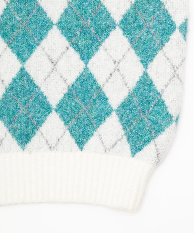 アーガイルVネックニット