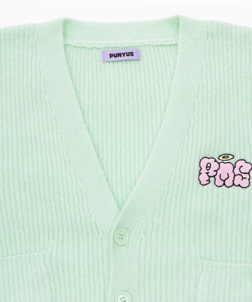 ロゴ刺繍ニットカーディガン