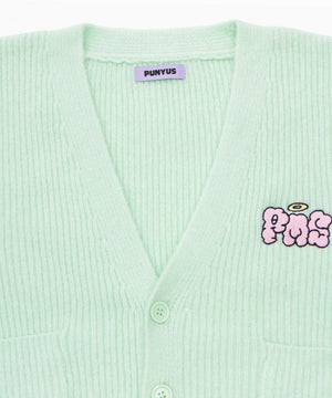 ロゴ刺繍ニットカーディガン