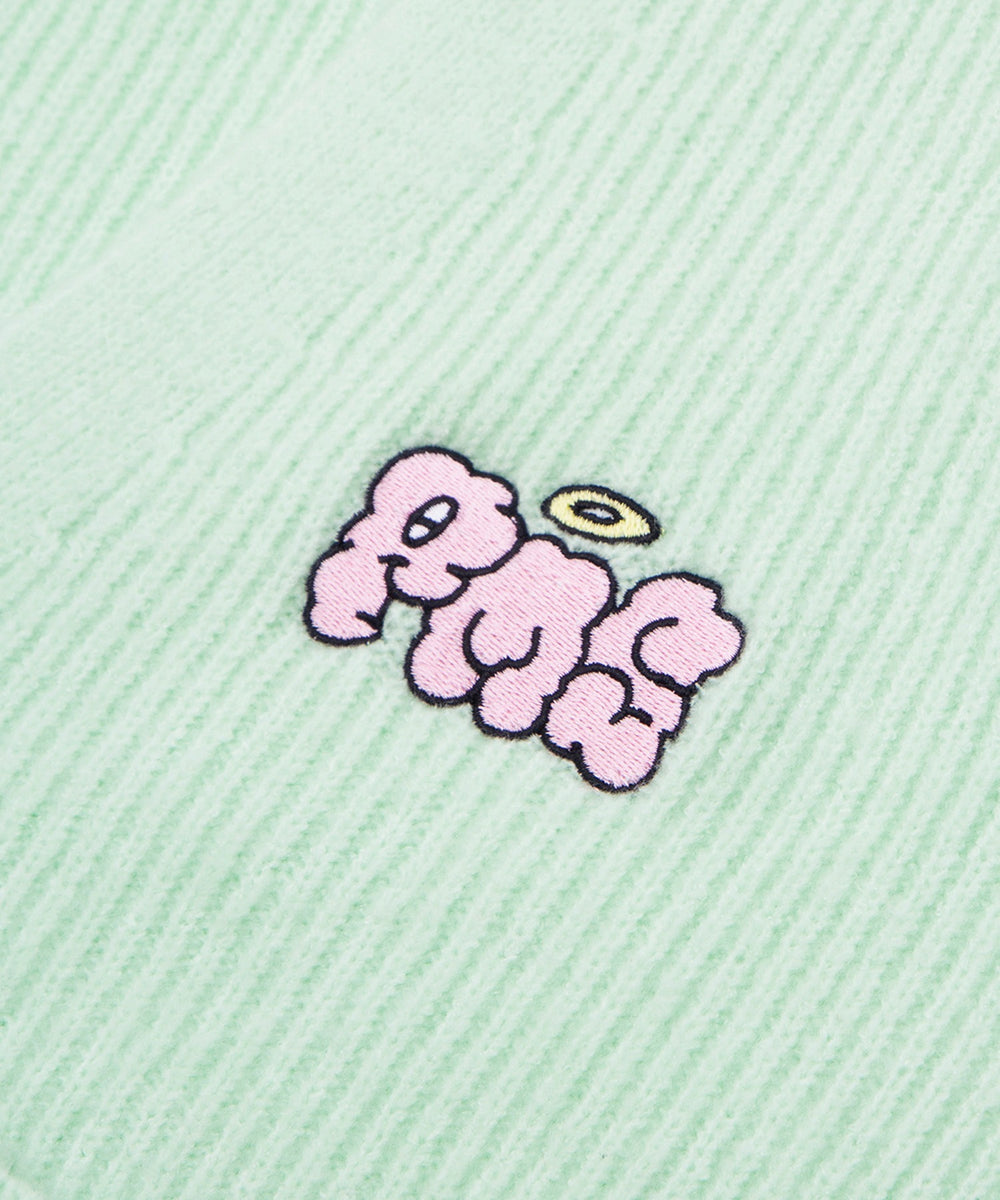 ロゴ刺繍ニットカーディガン