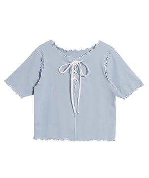 レースアップ配色メロウTシャツ