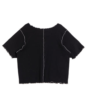 レースアップ配色メロウTシャツ