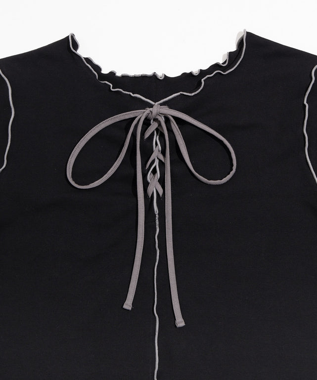 レースアップ配色メロウTシャツ