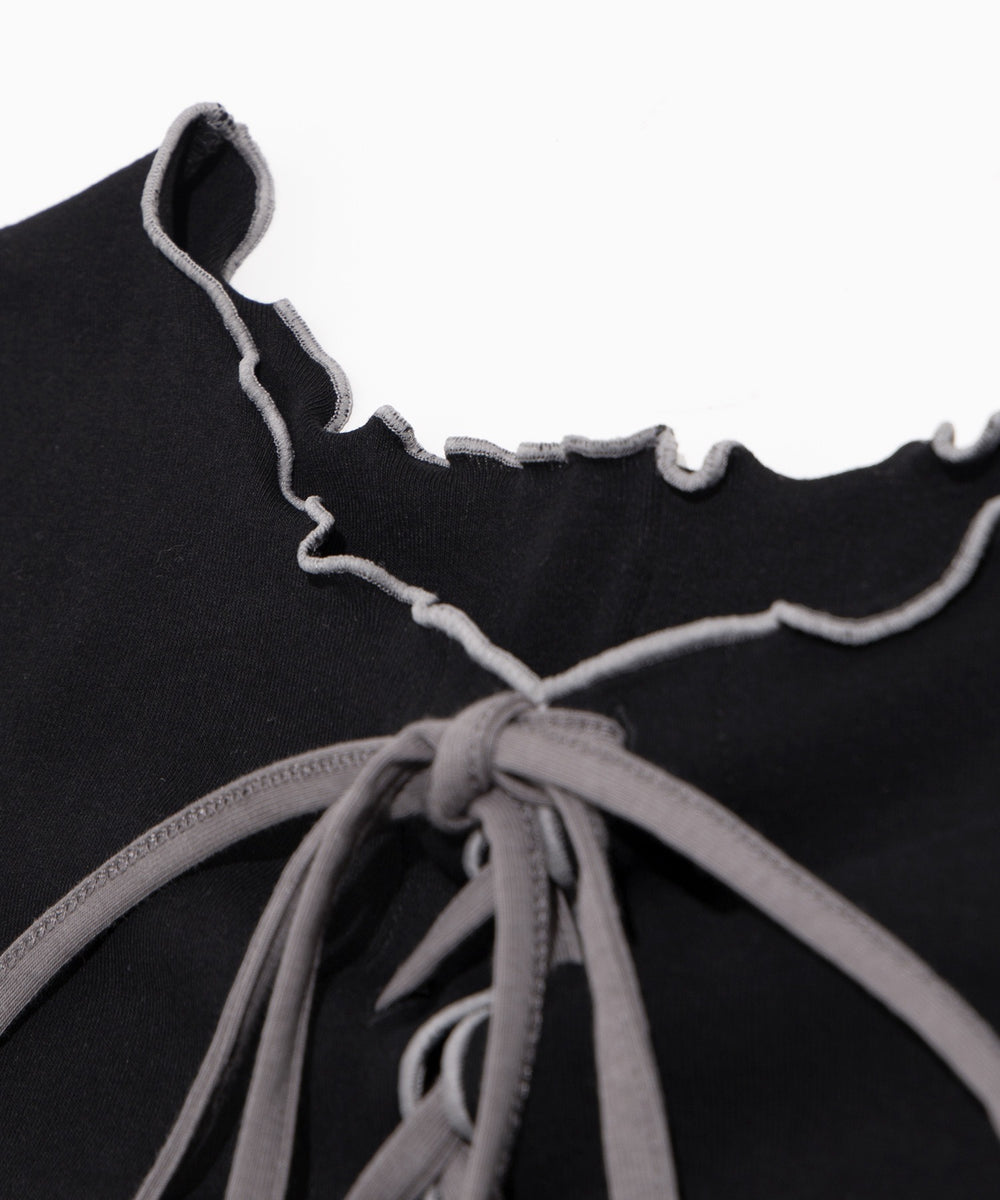 レースアップ配色メロウTシャツ