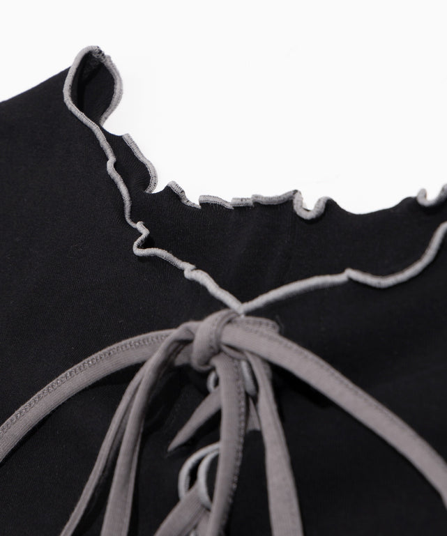 レースアップ配色メロウTシャツ