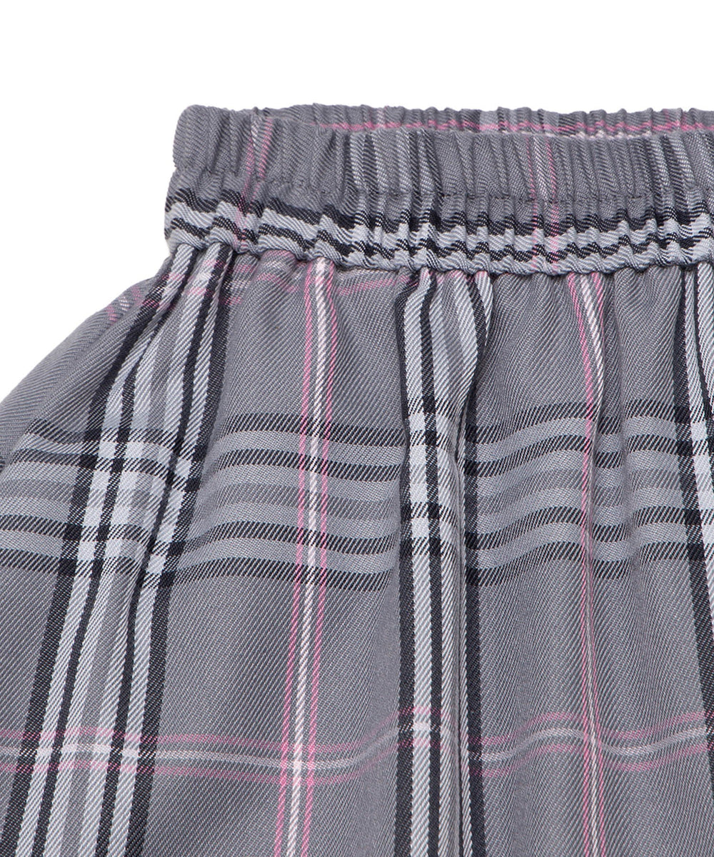 アシンメトリーチェックフリルロングスカート