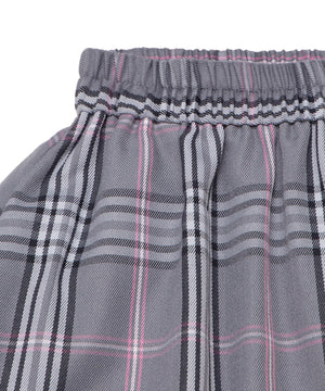 アシンメトリーチェックフリルロングスカート