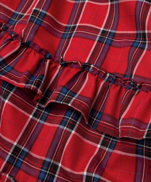 アシンメトリーチェックフリルロングスカート