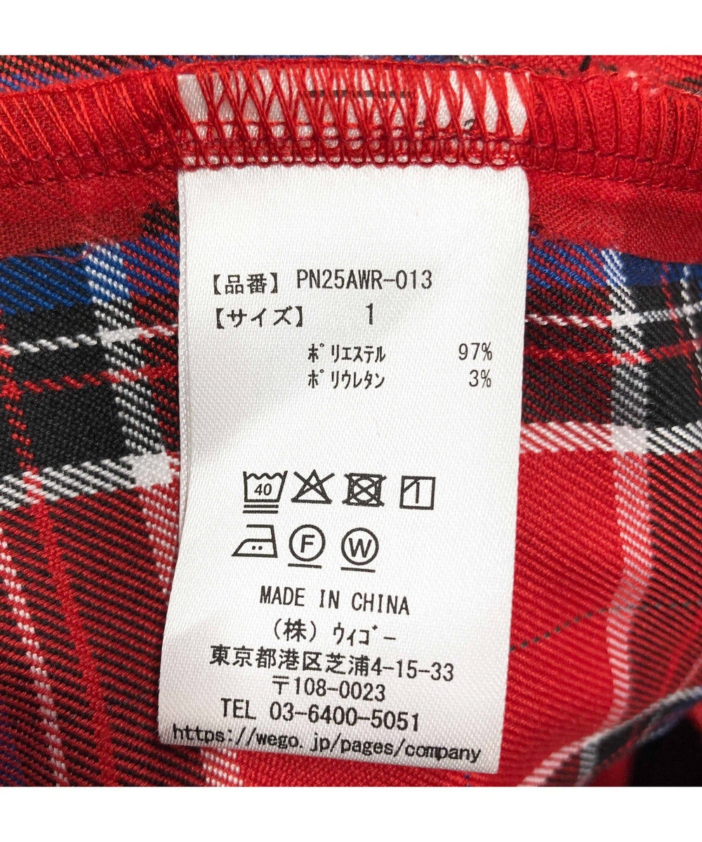 アシンメトリーチェックフリルロングスカート