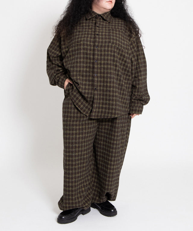 Paradiso 楽々パンツ ネイビー チェック Paradiso 楽々パンツ ネイビー チェック チェックワイドイージーパンツ