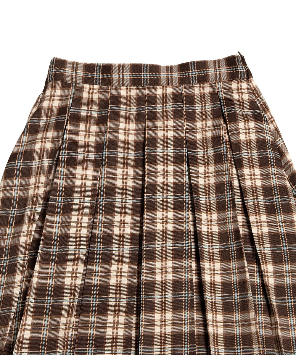 チェックプリーツロングスカート