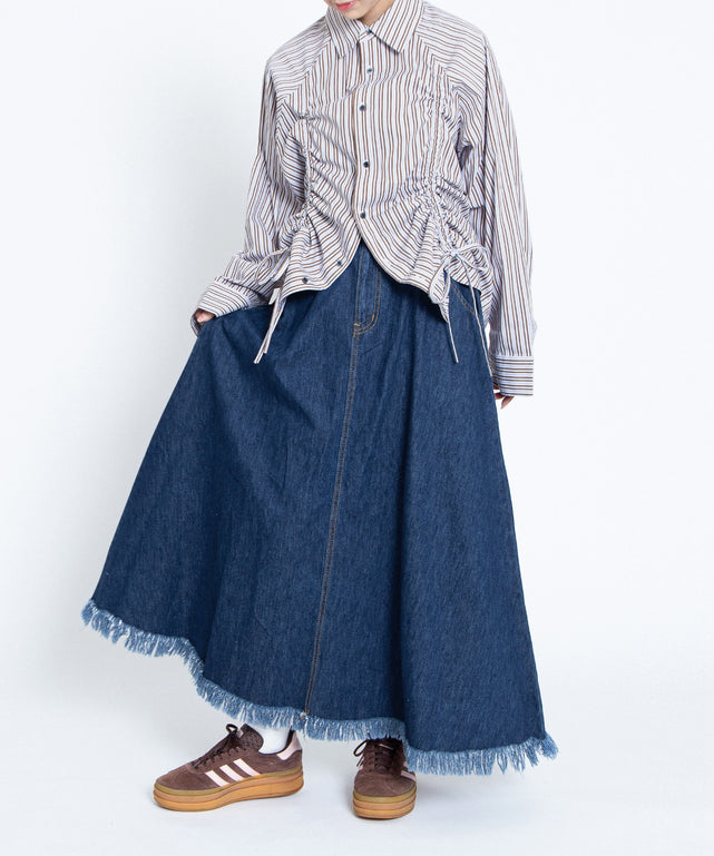 「ロンドンの路地裏」オリジナル・プリント フリンジロングスカート – WEGO ONLINE STORE