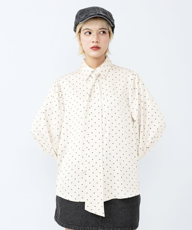 リボン付きドットブラウス/身長：162cm　サイズ1