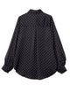 リボン付きドットブラウス
