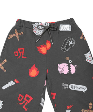 天国と地獄総柄スウェットパンツ