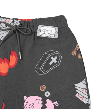 天国と地獄総柄スウェットパンツ