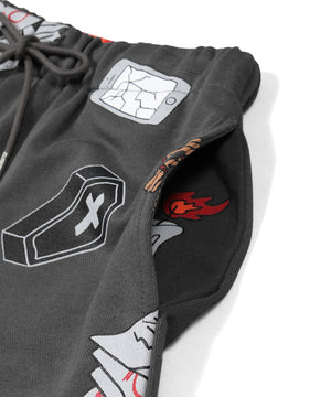 天国と地獄総柄スウェットパンツ