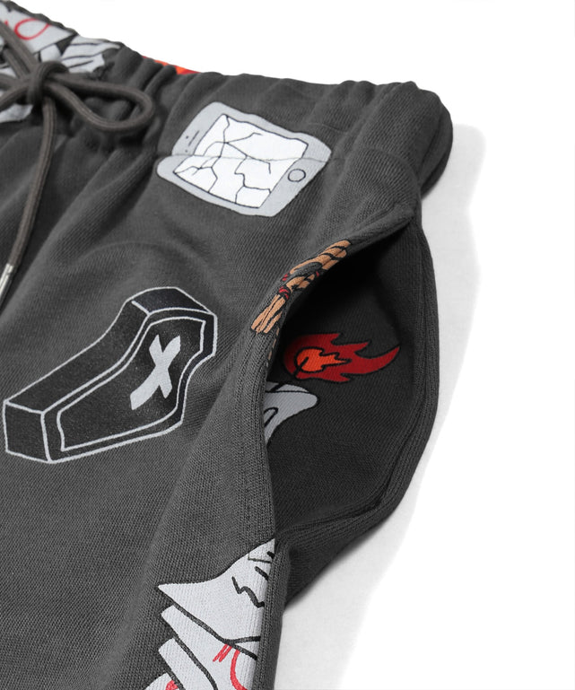 天国と地獄総柄スウェットパンツ