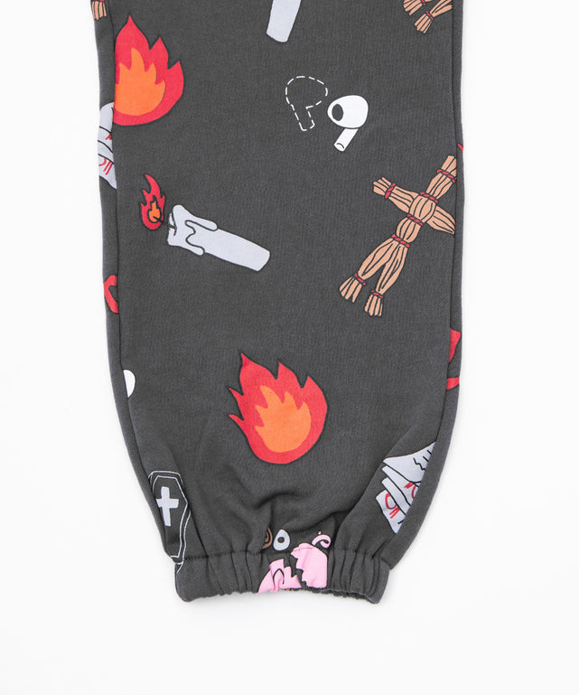 天国と地獄総柄スウェットパンツ