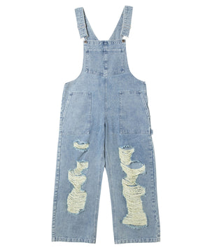 ダメージデニムオーバーオール
