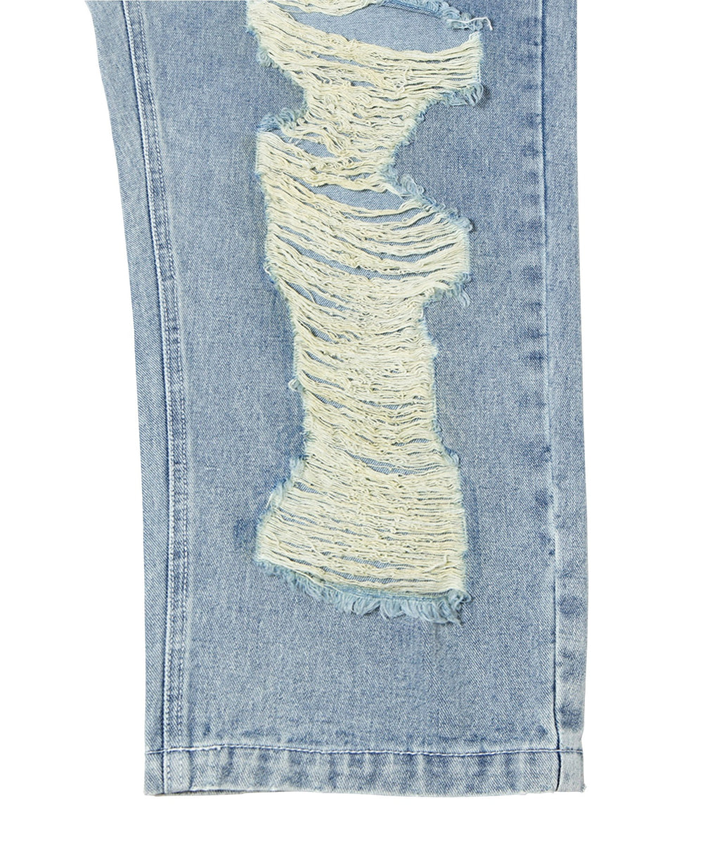 ダメージデニムオーバーオール