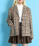チェックオーバーテーラードジャケット/ベージュ モデル：165cm　サイズ1