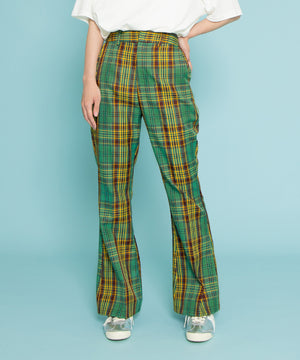 センタープレスチェックフレアパンツ