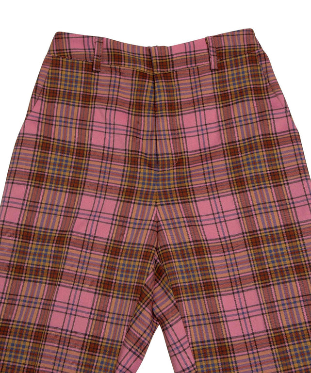 センタープレスチェックフレアパンツ