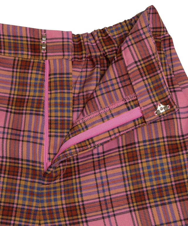 センタープレスチェックフレアパンツ