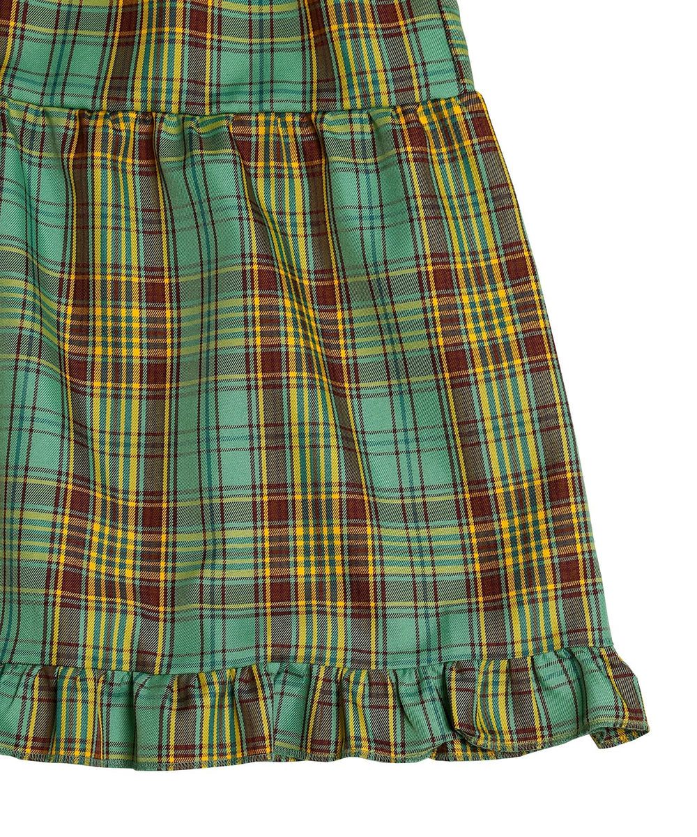 パフスリーブティアードチェックワンピース