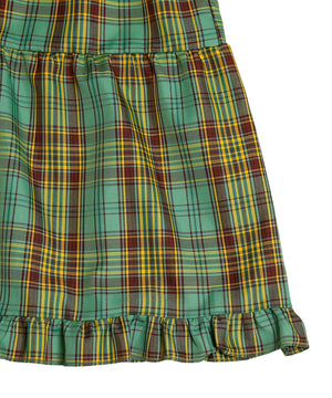 パフスリーブティアードチェックワンピース