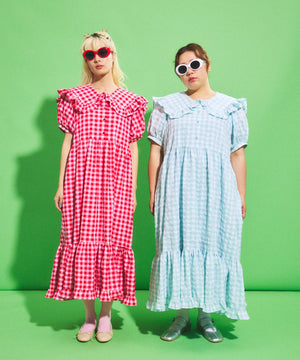 ギンガムチェックフリルワンピース