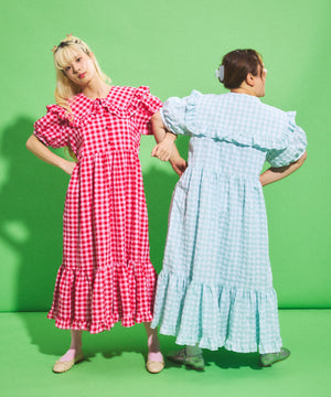 ギンガムチェックフリルワンピース