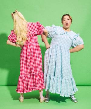 ギンガムチェックフリルワンピース